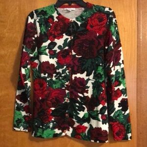Isaac Mizrahi Floral Long Sleeve Cardigan 100% cotton